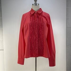 Liz Claiborne blouse size large color red orange material cotton,